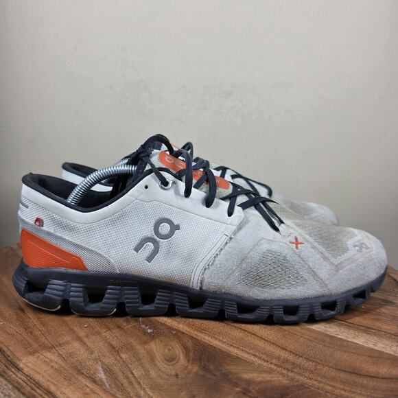 On Cloud X Ivory Flame Mens White Black Orange Size 11 Running Shoes 60.98699 - Picture 1 of 12